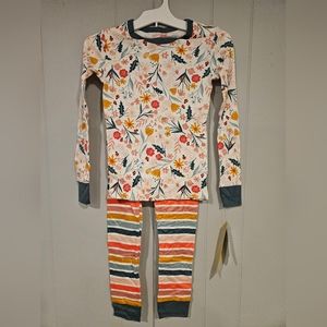 Cat & Jack 2pc Girl's Flower and Stripes Pajama Set Size 8 NWT 2E206